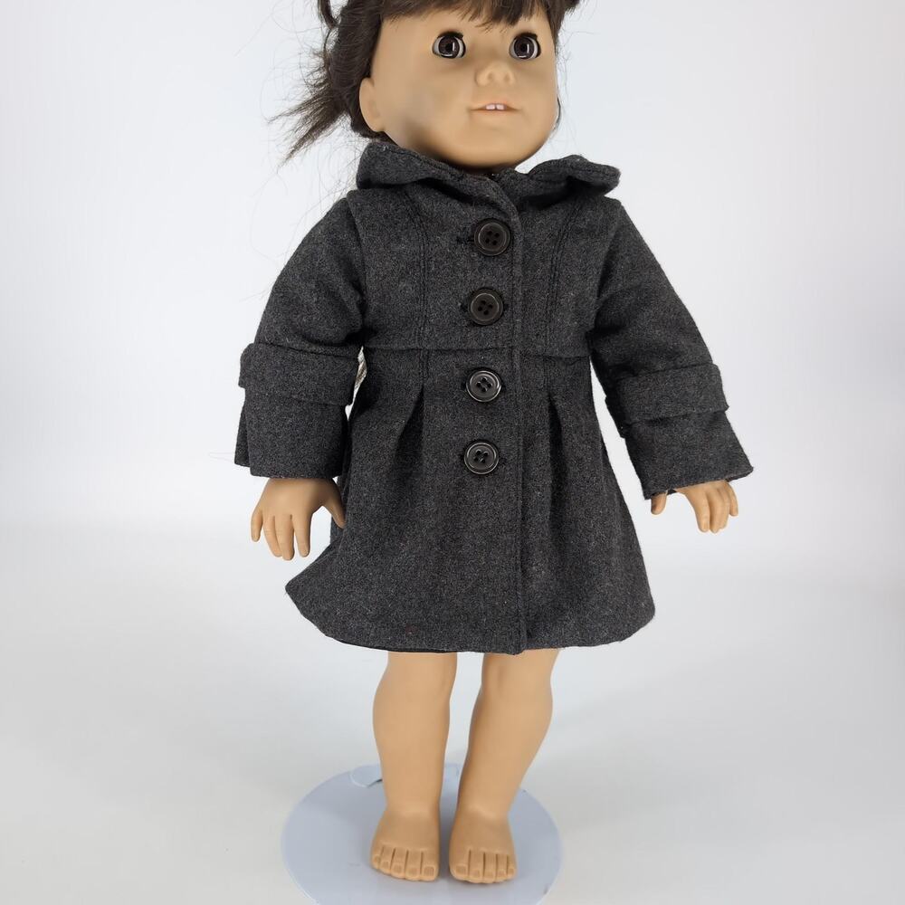 Unbranded Gray Grey Button Down Doll Long Sleeve Winter Coat for 18" Dolls - GUC
